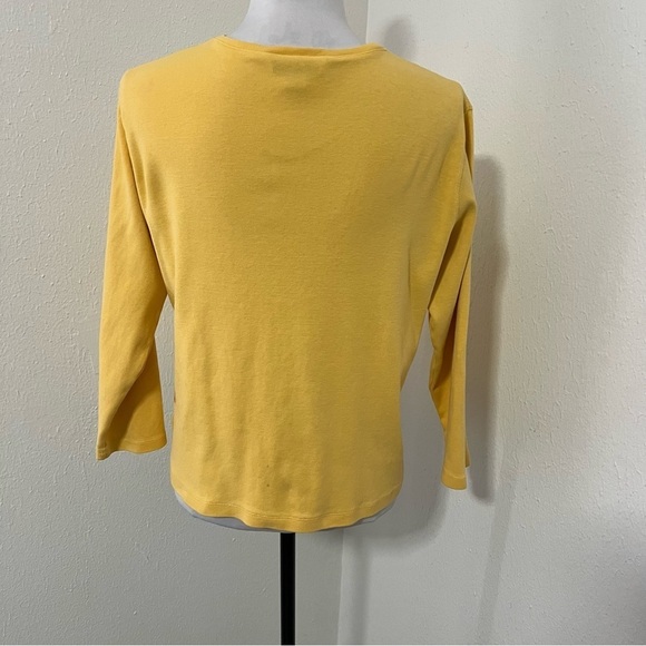 Pendleton Women’s Yellow Size Large 100% Cotton V-Neck Quarter Sleeve Comfy - Picture 4 of 10